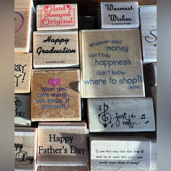 WOODEN RUBBER STAMP SAYINGS Set of 21 - Picture 3 of 5